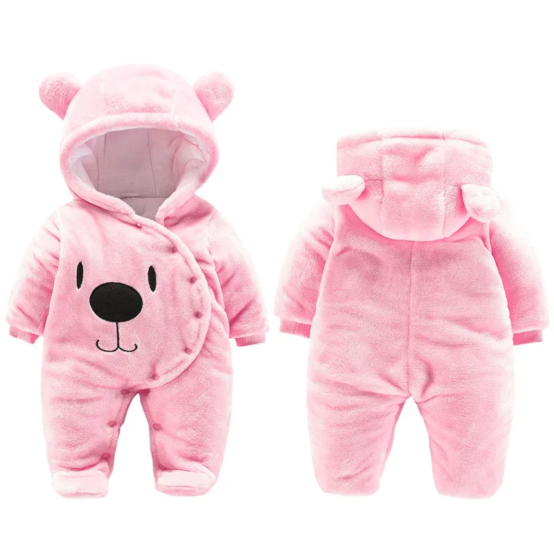 Newborn Baby Girl Clothes 0 3 Months Winter Thick Warm Baby Footies Cotton Infant Kid S Overalls Cartoon Bear Baby Boys Clothing Aliexpress