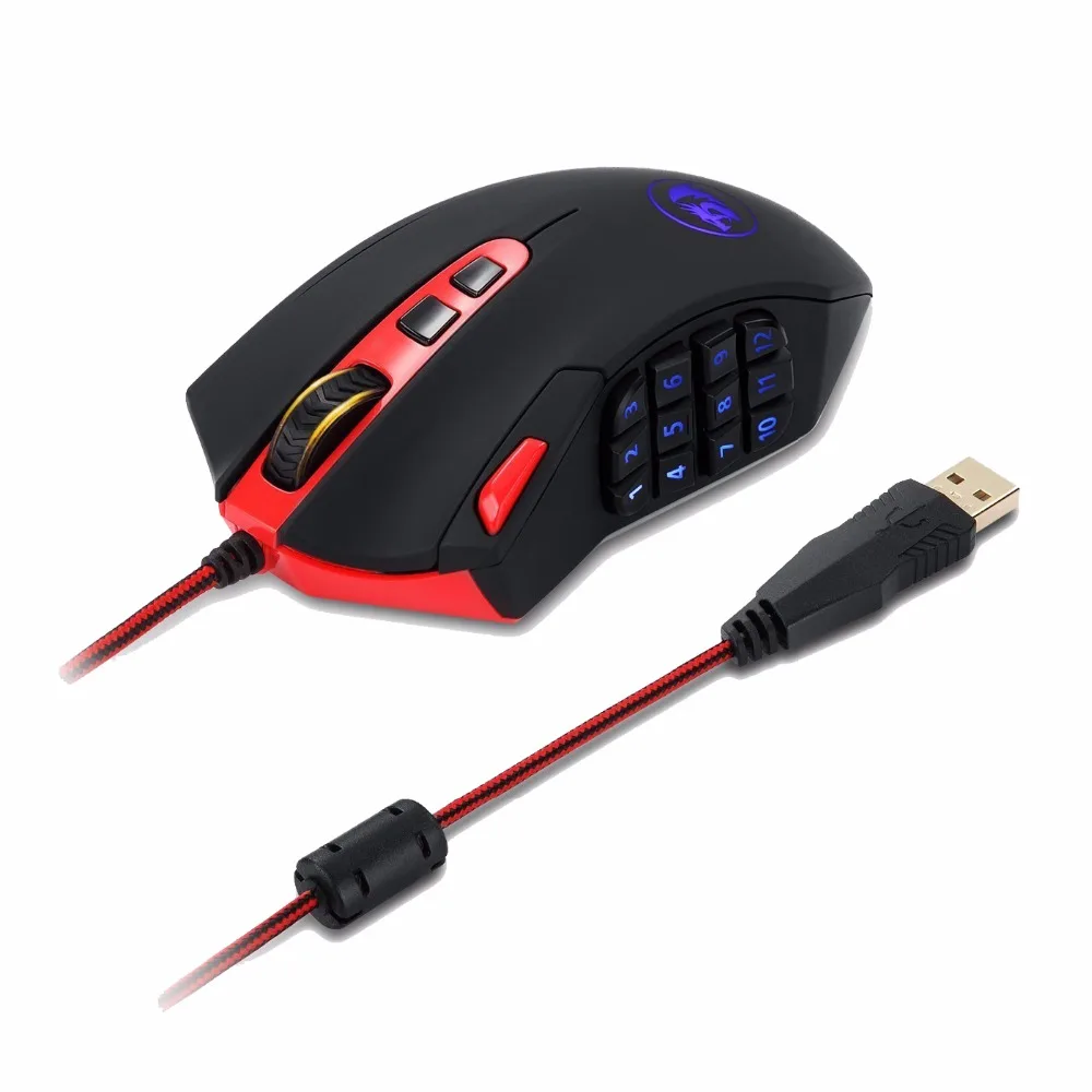 Игровая мышь M901 Redragon MMO, светодиодный RGB 24000 dpi, высокоточная лазерная компьютерная игровая мышь, 18 программируемых кнопок мыши