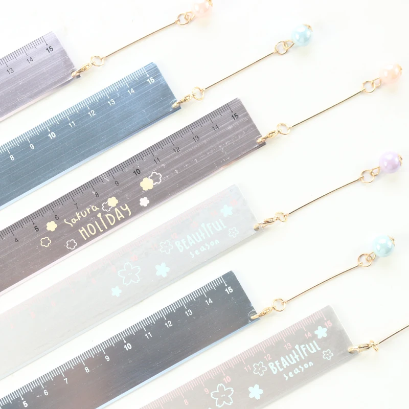 

Domikee cute cherry bloom pattern Acrylic material school student straight ruler bookmark stationery supplies