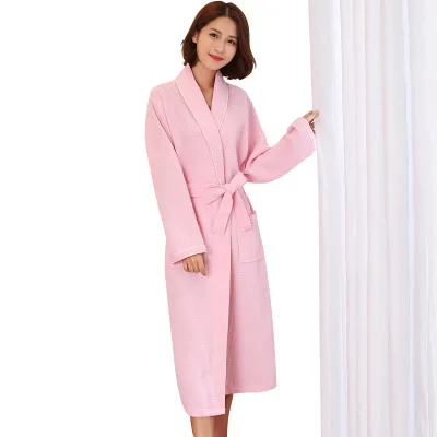 Горячая Распродажа, женское осеннее Новое кимоно для ванны, банный халат размера плюс, сексуальный Вафельный Халат, Дамский халат, женский халат для отдыха - Цвет: pink