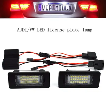 

2pcs 12V Car Auto License Plate Light 24 SMD LED Kit Fit for A1 A4 A6 Q5 RS5 PASSAT Super bright durable