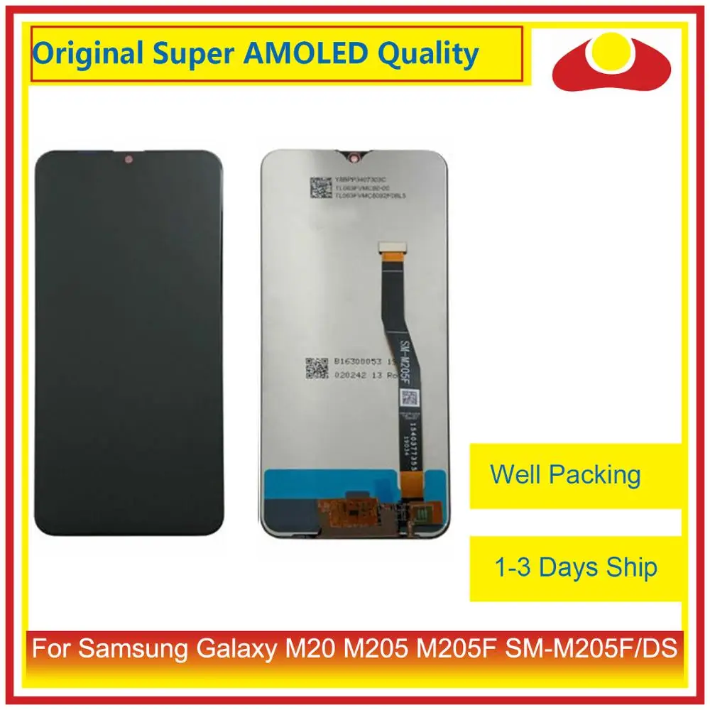 

Original 6.3" For Samsung Galaxy M20 M205 M205F SM-M205F/DS LCD Display With Touch Screen Digitizer Panel Pantalla Complete