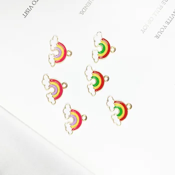 

10Pcs/lot New 14*20MM Enamel Rainbow Clouds Pendant Charms Purple Green Color Small Rainbow Charm for Bracelet Earring Making