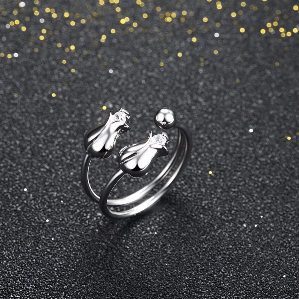 Rose Shape Romantic Solid 925 Sterling Silver Adjustable Rings For Women New 2016 Party Accessorise (JewelOra RI102185)