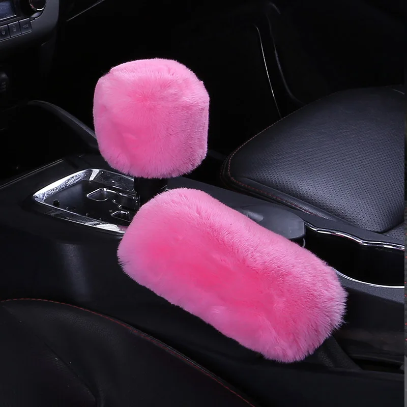 Автомобиль теплые рукоятки ручного тормоза рукоятки рычага КПП Чехлы для BMW E92 E53 X3 f25 E34 Audi A6 C6 A5 B7 Q5 C5 Abarth форд фиеста Mondeo - Название цвета: pink