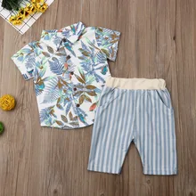 Pudcoco/Одежда для маленьких мальчиков; Повседневная хлопковая Футболка; топы; шорты в полоску; комплект из 2 предметов; летняя одежда