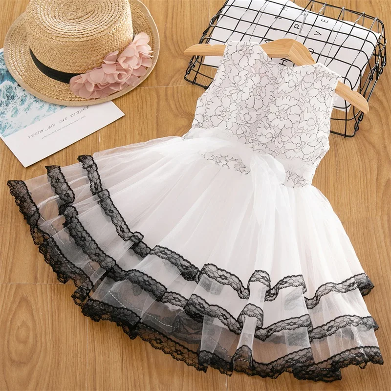 Летнее платье для пачка для Девочки малышей Платья для маленьких девочек принцесса День рождения девочек слоев костюм с кексами детская одежда 8 T