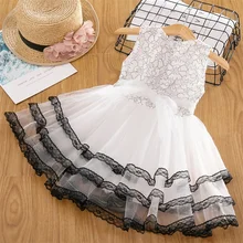 Летнее платье для пачка для Девочки малышей Платья для маленьких девочек принцесса День рождения девочек слоев костюм с кексами детская одежда 8 T