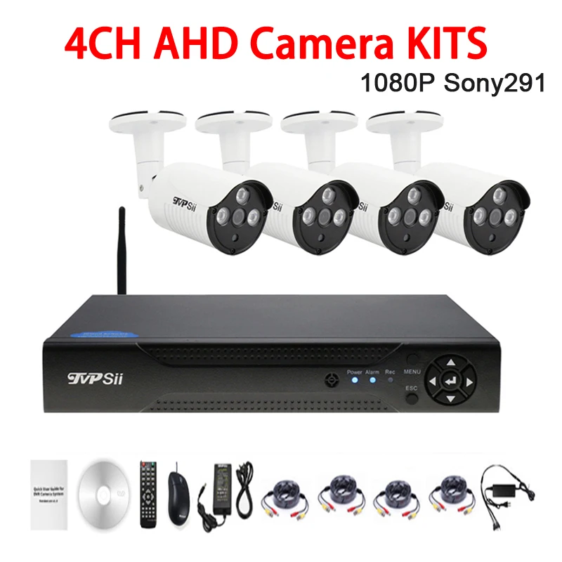 Три Массива светодио дный инфракрасный светодиод 2mp Sony291 водонепроницаемый 4CH 4 канала Wi Fi AHD CCTV камеры скрытого видеонаблюдения DVR комплекты