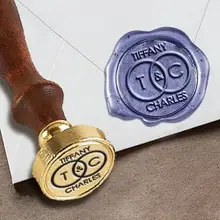 Свадебные персонализированные пользовательские Воск печать штамп на 1 1/" die-#352 шрифт Футура с названиями и бесконечность-любовь