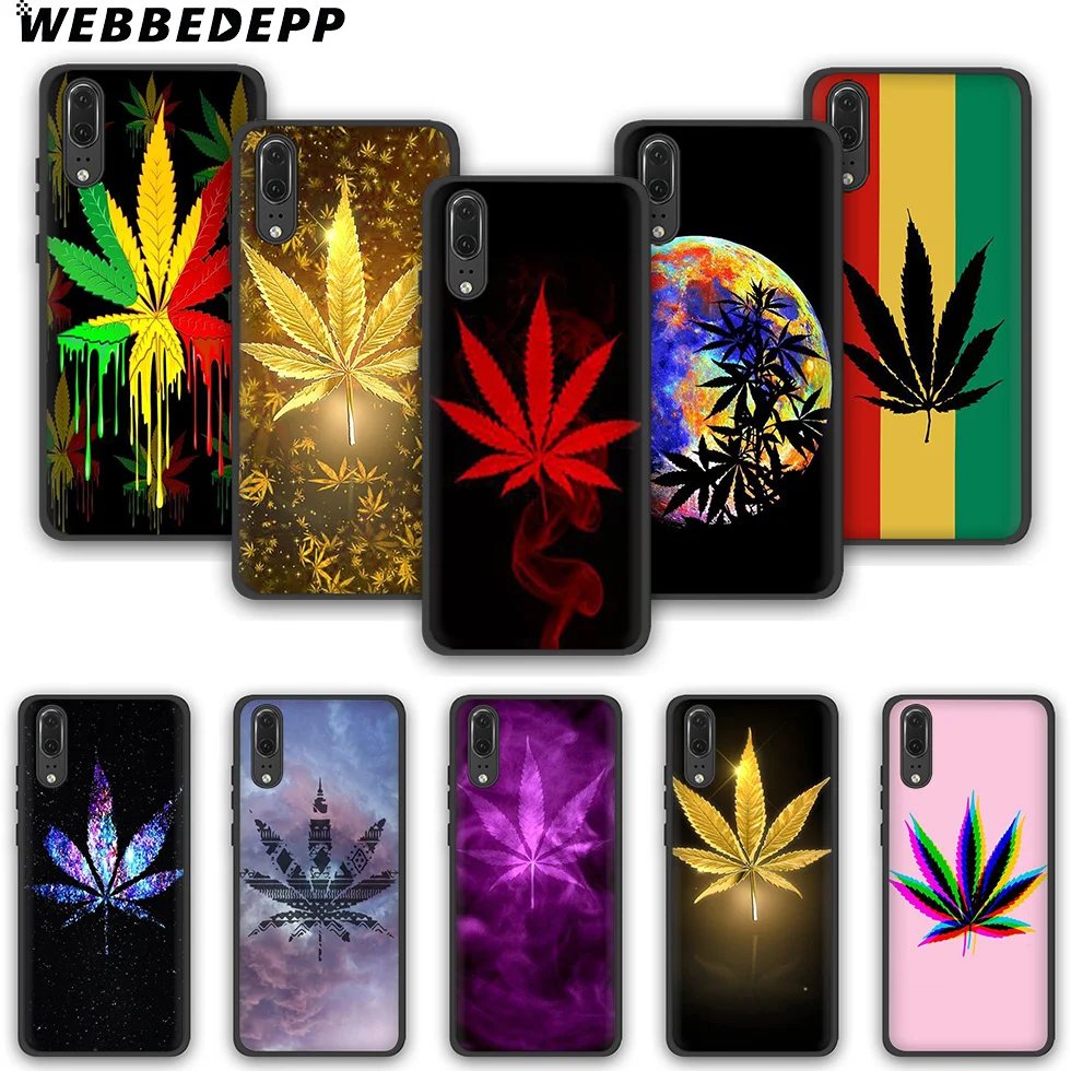 

WEBBEDEPP Cannabis leaf TPU Phone Case for Huawei P10 P20 P30 Lite Pro Y6 Y7 prime 2018 Y9 2019
