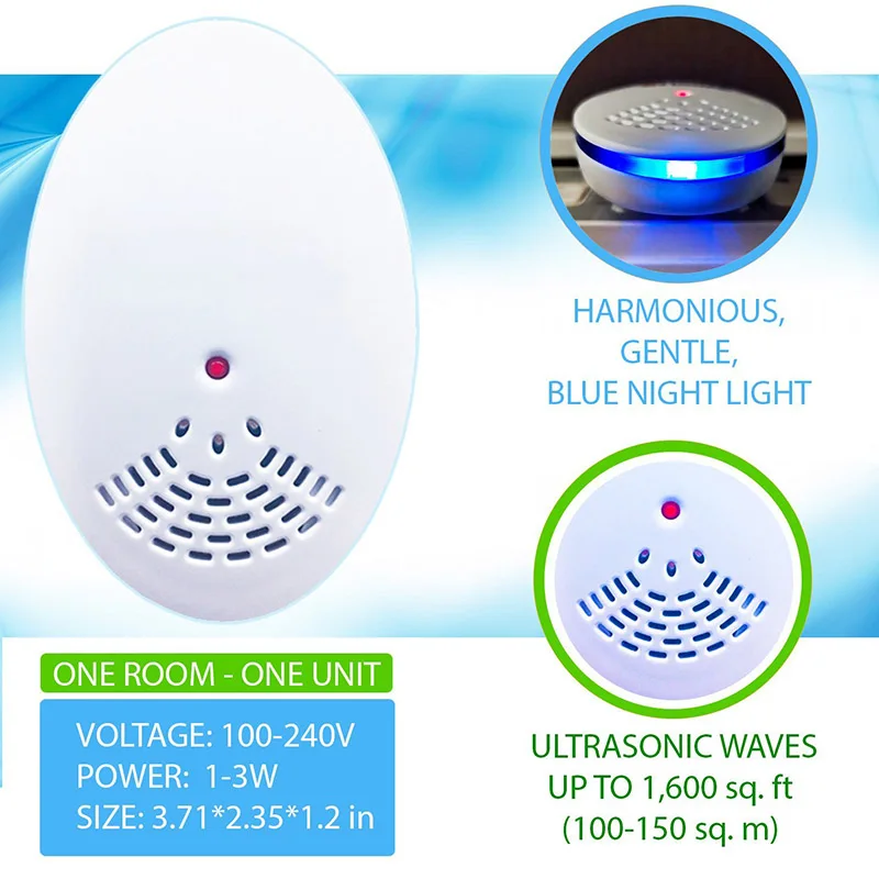 

Electronic Ultrasonic Insect Repellent Indoor Plug In Pest Repeller for Mosquito Mice Cockroach H99F