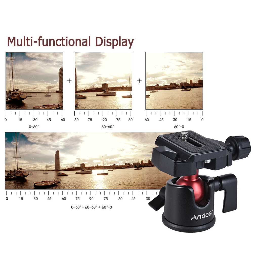 Andoer Mini Ball Head Ballhead Tabletop Tripod Stand Adapter w/Quick Release Plate for Nikon Sony Canon DSLR Camera Camcorder tripod ball head
