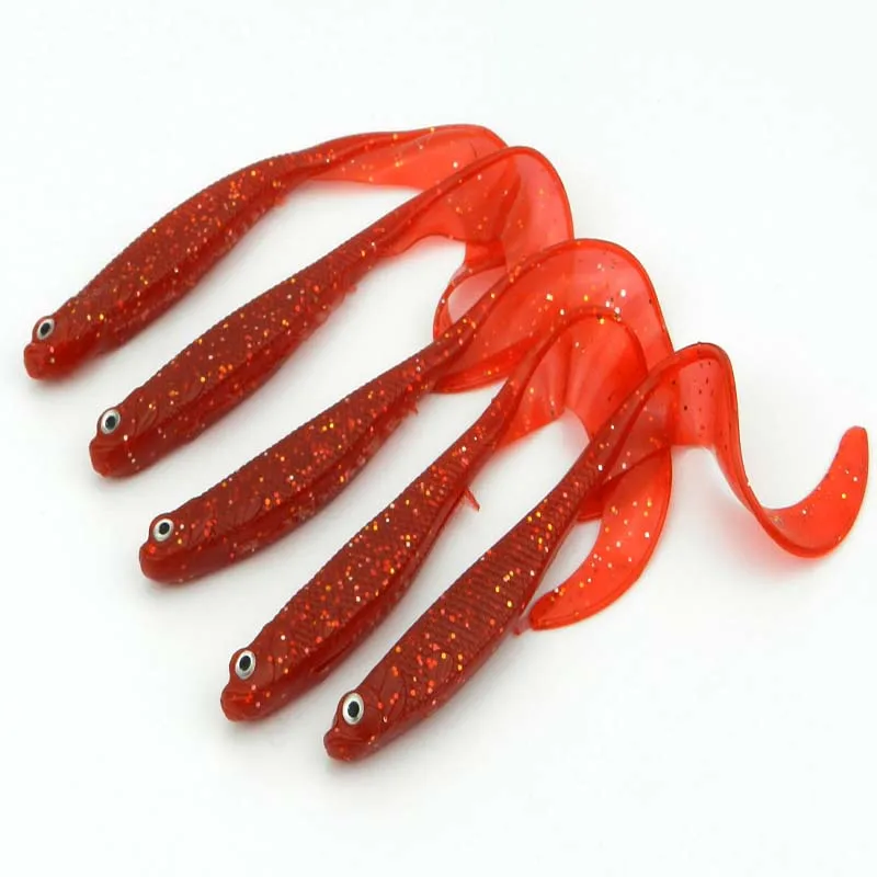 

10PCs Artificial Curly Tail Maggot Grub Lure 11.5cm 9g Red Worm Fishing Lures Soft Grubs for Sea River Lake Fishing