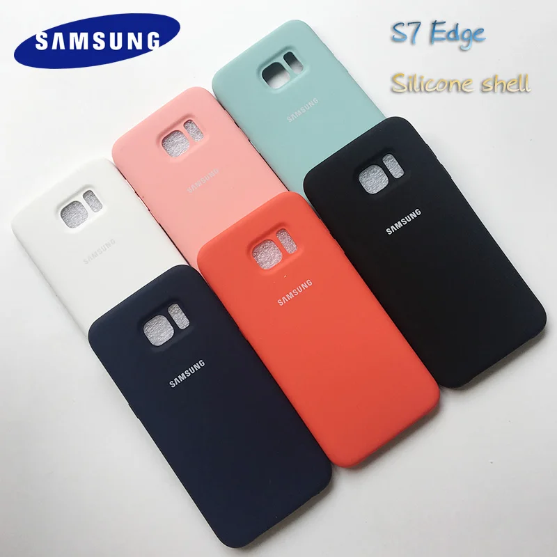 

Original Samsung S7 edge case Silky Silicone Cover Soft-Touch Finish Back Protective Case For Galaxy S7 EDGE with logo 5.5 Inch