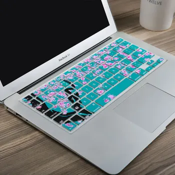 

US English Lovely Colorful Silicone Keyboard Cover Skin for macbook air 13 pro 13 15 17 retina Cherry Blossom