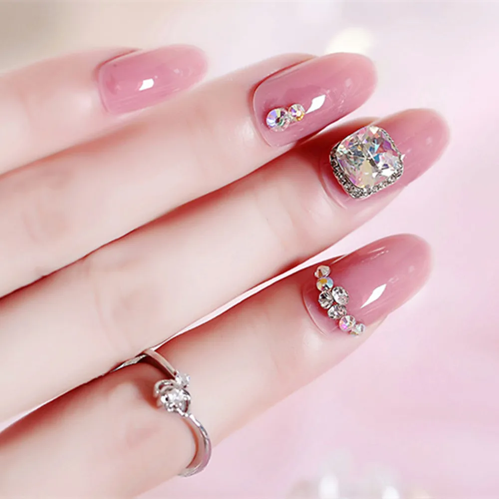 24 шт. свадебные искусственные кончики для ногтей с клеем для девочек DIY модные алмазные накладные ногти женские роскошные стразы полное покрытие поддельные ногти