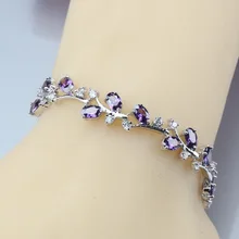 Идеальный филиал звено цепочки в виде браслета Длина 19 см сиреневый Циркон 925 пробы, Серебристый; Высота танкетки 8-Цвет ювелирные изделия брелок