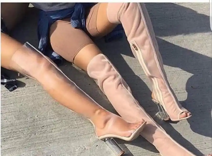 over the knee clear boots