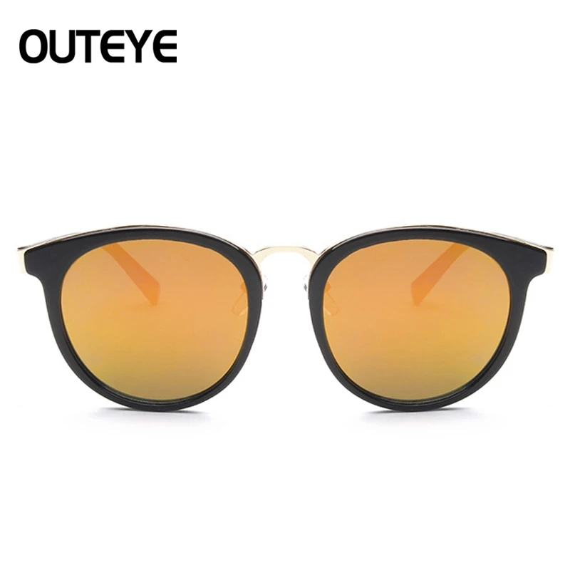 OUTEYE, кошачий глаз, женские очки от солнца, зеркальная черная оправа, женские солнцезащитные очки с покрытием,, модные брендовые солнцезащитные очки gafas de sol - Цвет линз: Orange