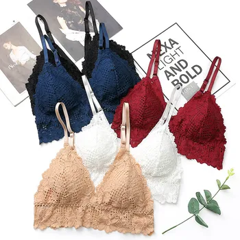 

Women Summer Underwear Camisole Sexy V-Neck Lace Tops Thin Pad Solid Wrapped Tops Adjust Lace Hollow Intimates Vest Crop Top