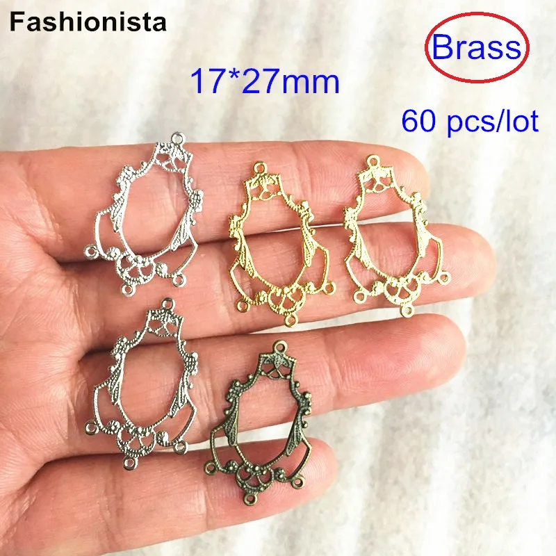 

60 Brass Stamped Chandelier Connector Charms 17*27mm,gold-color,silver-color,steel,bronze,raw brass,Three to One Multi connector