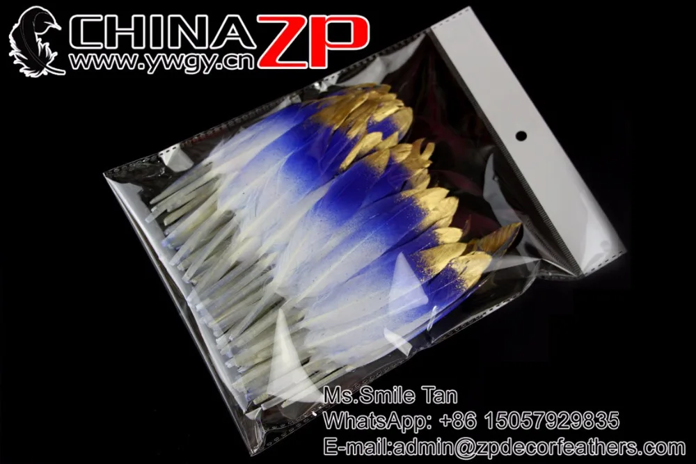 11 Royal Blue Hand Painted Duck Feathers (7)
