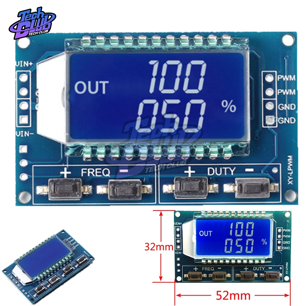 1Hz-150KHz 1-Channel PWM Pulse Frequency DC 3.3V-30V 5-30mA LCD Display Module Adjustable Signal Generator