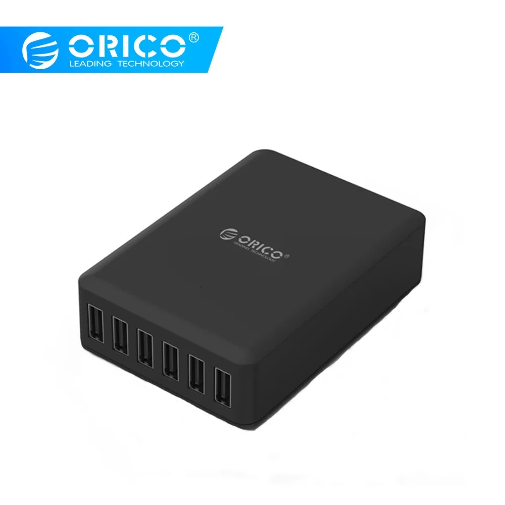 ORICO 6 портов 5V2. 4A 50 Вт Максимальная выходная настольная смарт-USB зарядное устройство для мобильного телефона зарядное устройство для iPhone samsung Xiaomi huawei