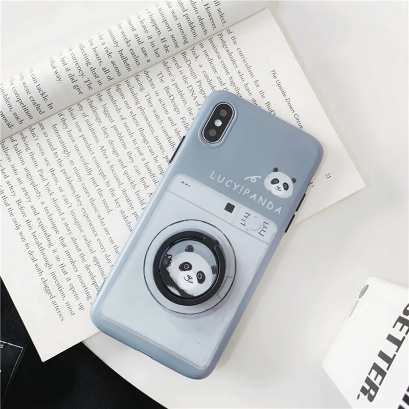 

High Quality Cute Cartoon Panda phone case for iphone 6 8 Plus Bracket Washing Machine All-inclusive Cover for iphone XS Max XS