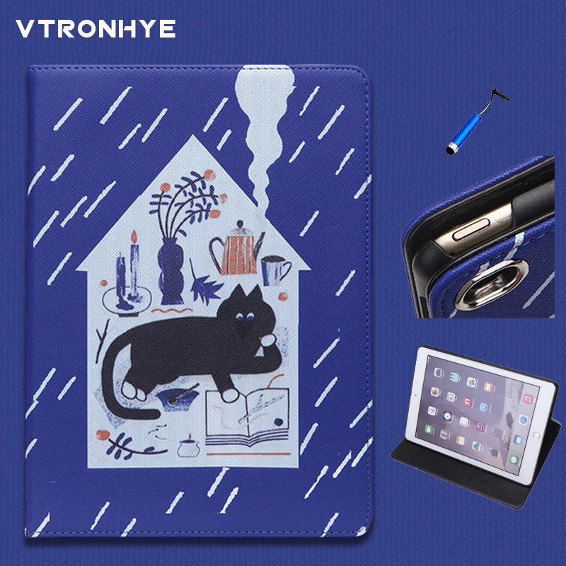 

Lovely Cat Printed PU Cases for iPad 9.7 inch 2018 2017 Cover Auto Sleep Ultra Slim Cover for iPad Air 1 2 for iPad 2 3 4 Case