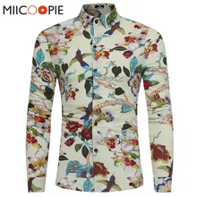 Новинка, весенне-осенняя льняная одежда, рубашки, роскошный цветочный принт с животными, стильная повседневная Гавайская Мужская рубашка с длинным рукавом, Camisas XXXL