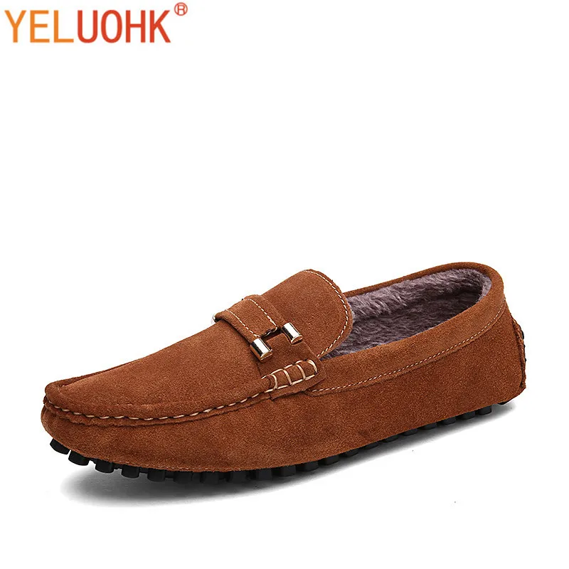 

38-46 Winter Shoes Men Plush Warm Winter Men Shoes Casual Suede Slip On Plus Size