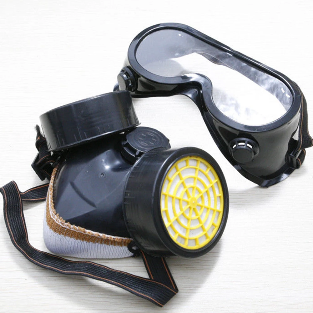 Chemical Gas Anti-dust Spray Paint Dual Respirator Mask Protective With Goggles Black | Инструменты