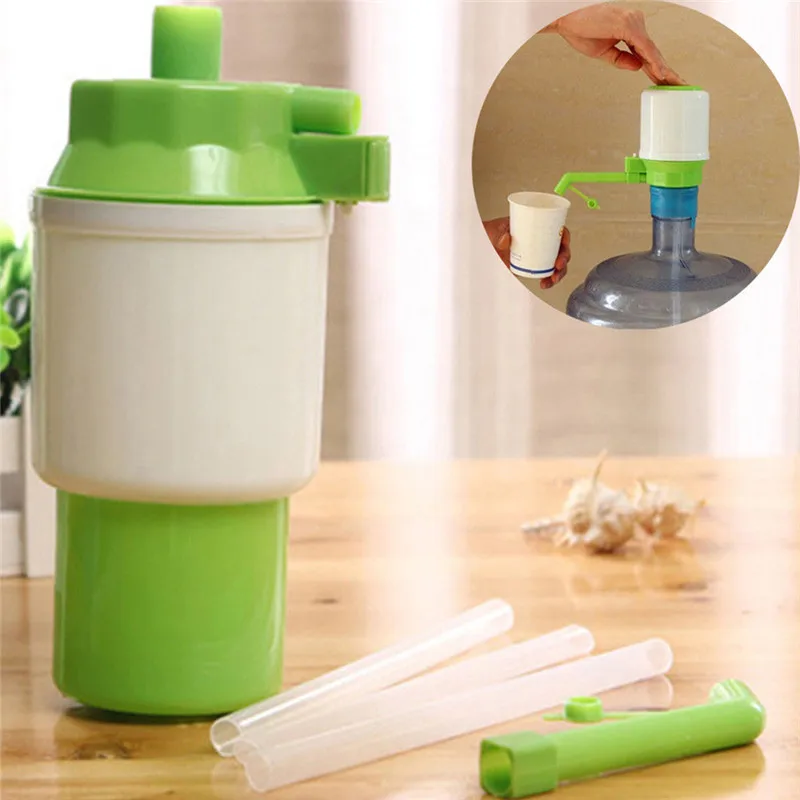 New Portable Green Bottled Drinking Water Hand Press Removable tube Innovative vacuum action Manual Pump Dispenser