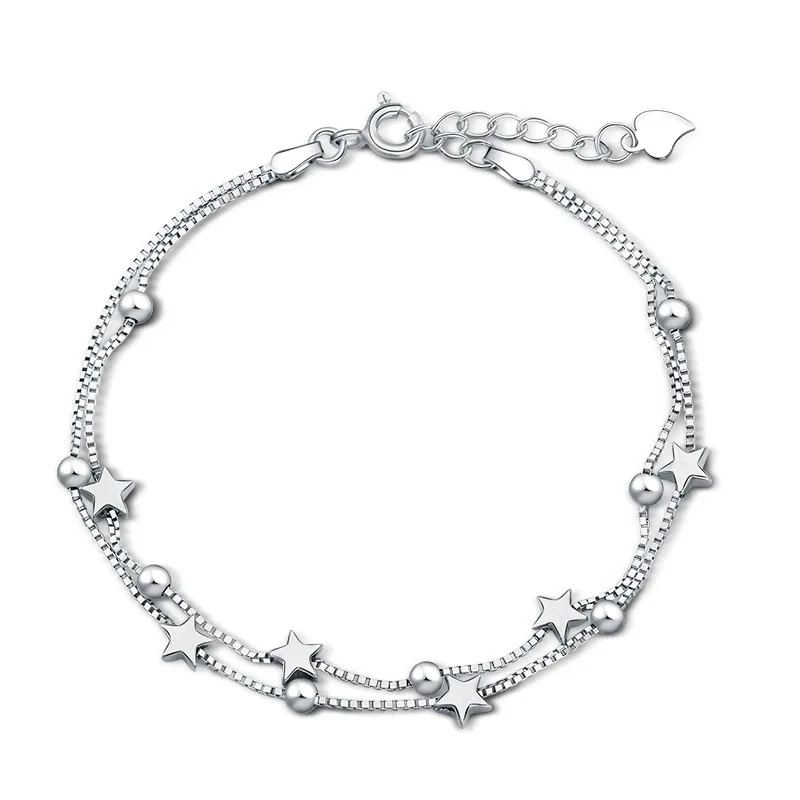 

Elegant Chain Bracelet 925 Silver Beads Stars Charm Bracelet For Women Snake Link Chain Bracelet Jewelry Gift