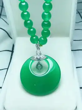 

C26#925 silver inlaid natural chalcedony sweater chain, the jade face is clean and translucent