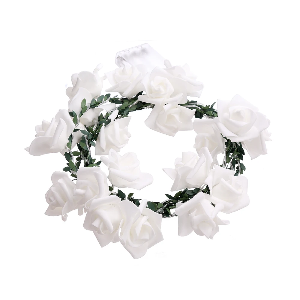 

20 Head LED Rattan Rose Battery Box Light String Holiday Lighting Indoor Outdoor Lighting Family Wedding Decoration