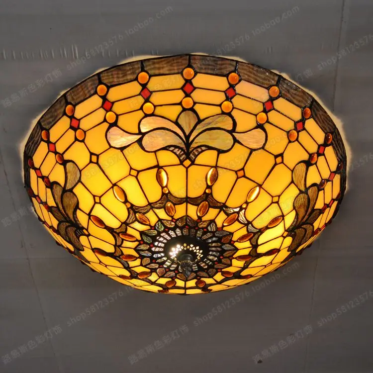 

Free shipping 45CM big European glass ceiling Tiffany lamps bedroom living room balcony to do the old retro art lighting