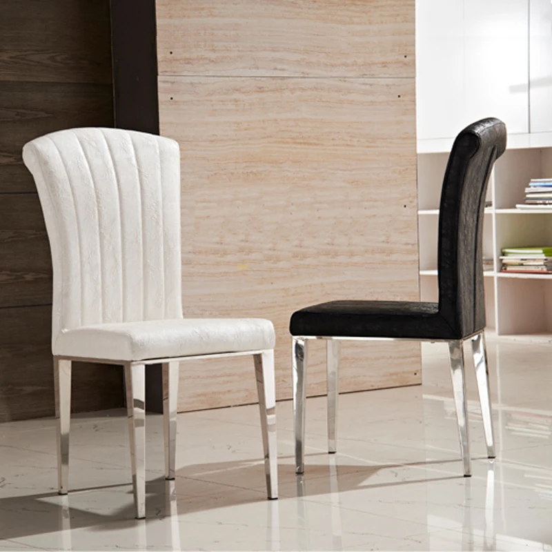 Fashion Classic chair Stainless steel+Leather dining chairs,living room dining chair,black /white Metal Leather furniture