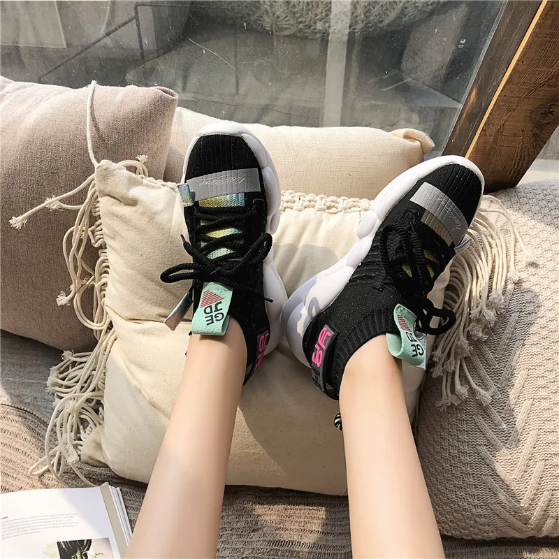 Krasovki Sneakers Women Lace Thick Bottom Fashion Round Toe Mesh Breathable Dropshipping Muffin Bottom Causal Womens Shoes