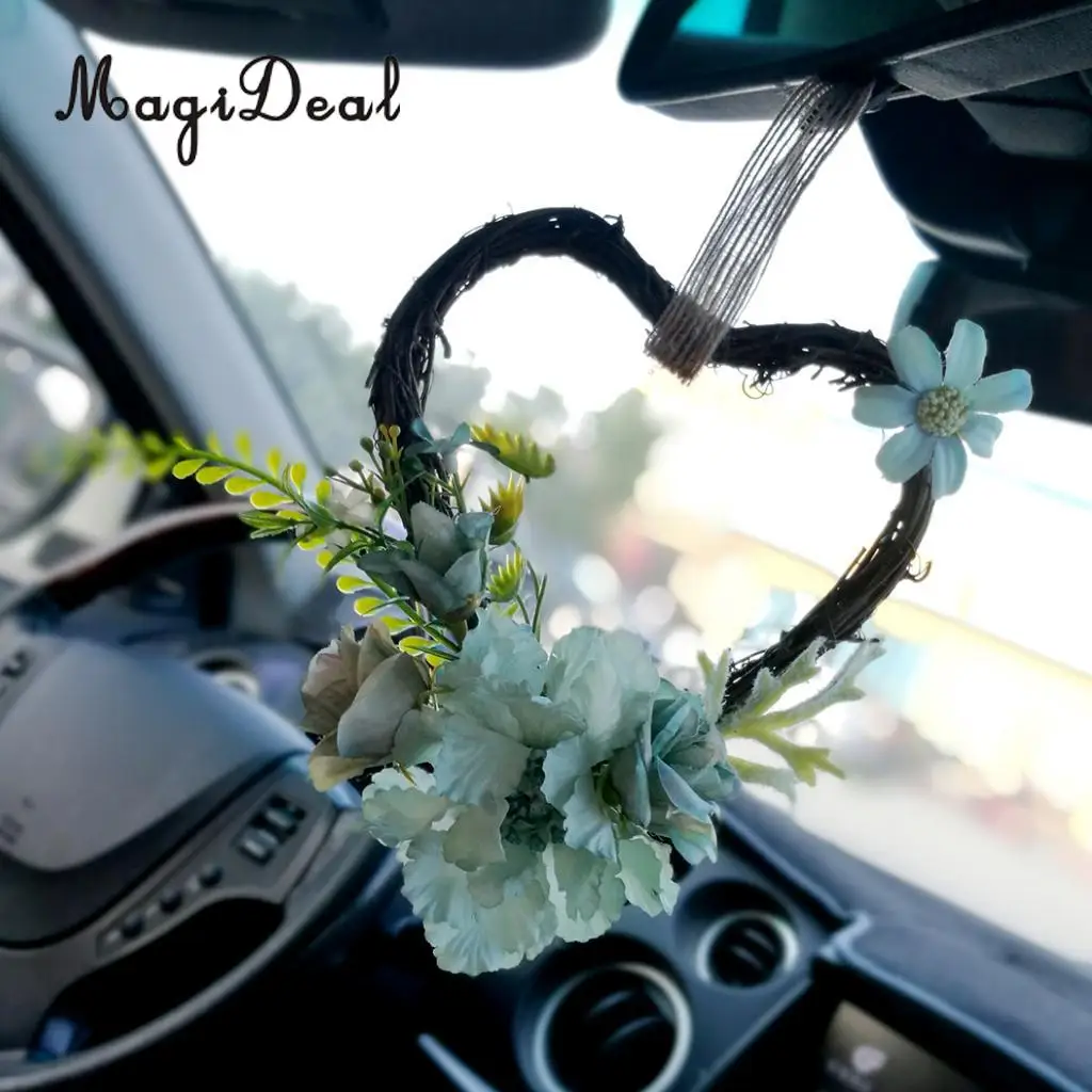 Shabby Chic Heart Rattan Artificial Simulation Rose Flower Home Door Lintel Chair Wall Decoration Wedding Party Supplier