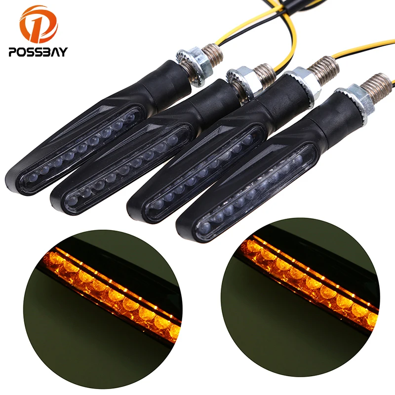 POSSBAY Motorcycle Turn Signals Motorbike Flashing Indicator Lights ATV
