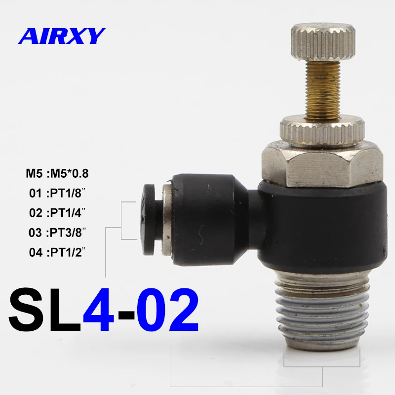 

10pcs SL Pneumatic Fittings Free Shipping SL4/6/8/10/12-M5/01/02/03/04 Pneumatic Speed Flow Controller SL4-M5 SL6-01 SL8-02