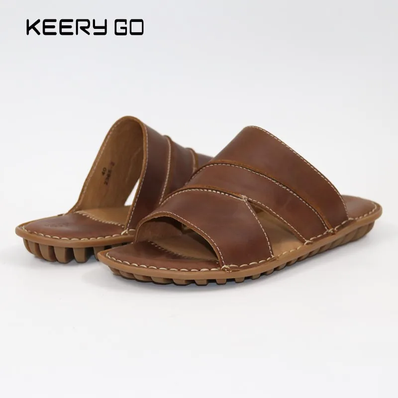 

new men slippers All handmade leather shoes