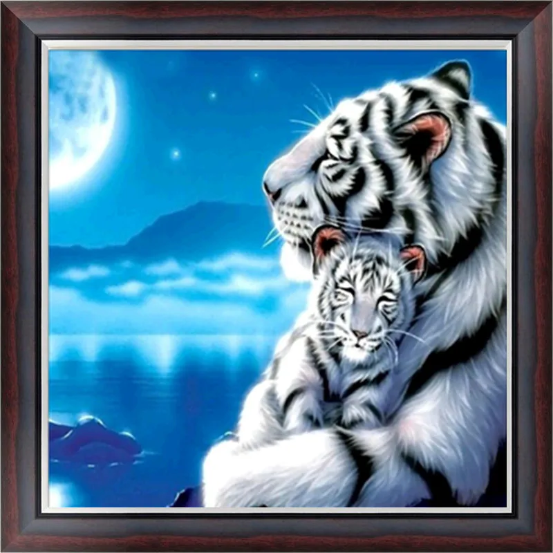 

Round Diamond Diamond Embroidery Mother Tiger Series 5d DIY Diamond Cross Rhinestone Mosaic Decoration