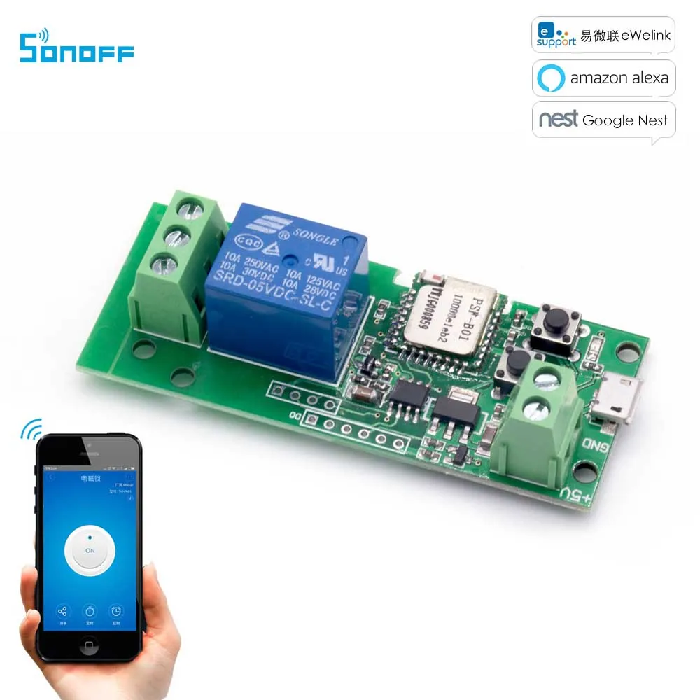 

2pcs Sonoff DC5V 12V 32V WiFi Remote Control DIY Wireless Switch Universal self-locking timer Relay work with Alexa google home