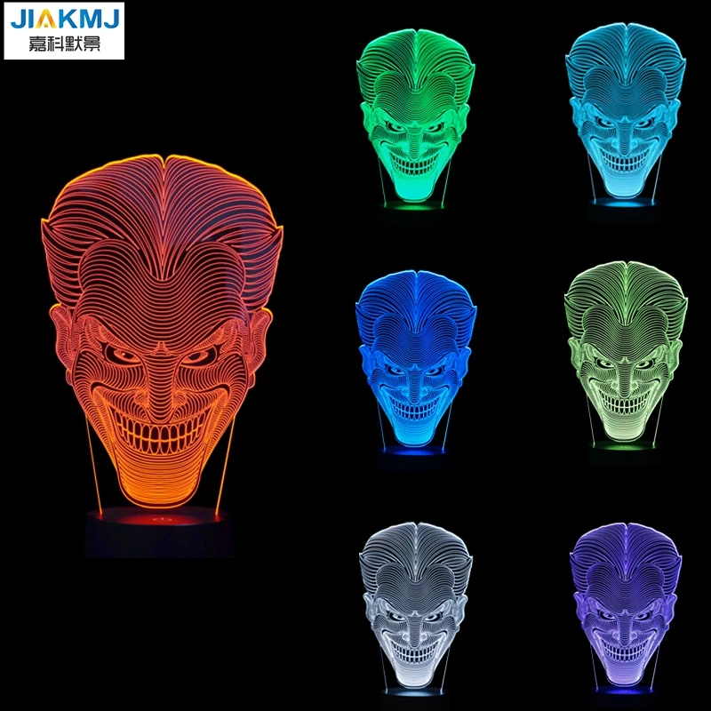 

Colorful USB Joker 3D Table Lamp LED Night Holiday Gifts flash toy visual illusion LED lights