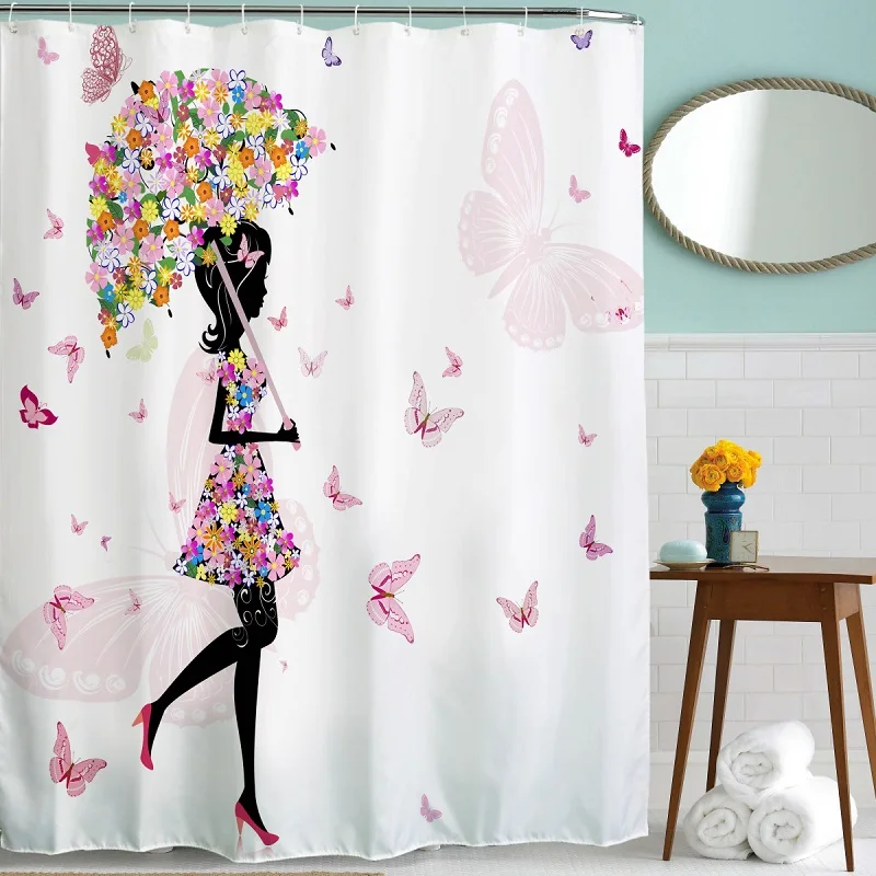 Высококачественная Водонепроницаемая занавеска для душа с принтом персонажа африканская Женская занавеска для душа s полиэфирная ткань занавеска для ванной комнаты