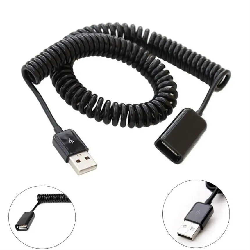 

Hot Selling 1M/3M USB 2.0 Type A Male to Female Extension Cable Curl Spring Unique Computer Short Cable Black